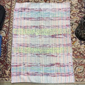 Vintage Rag Rug Colorful Handwoven Rug